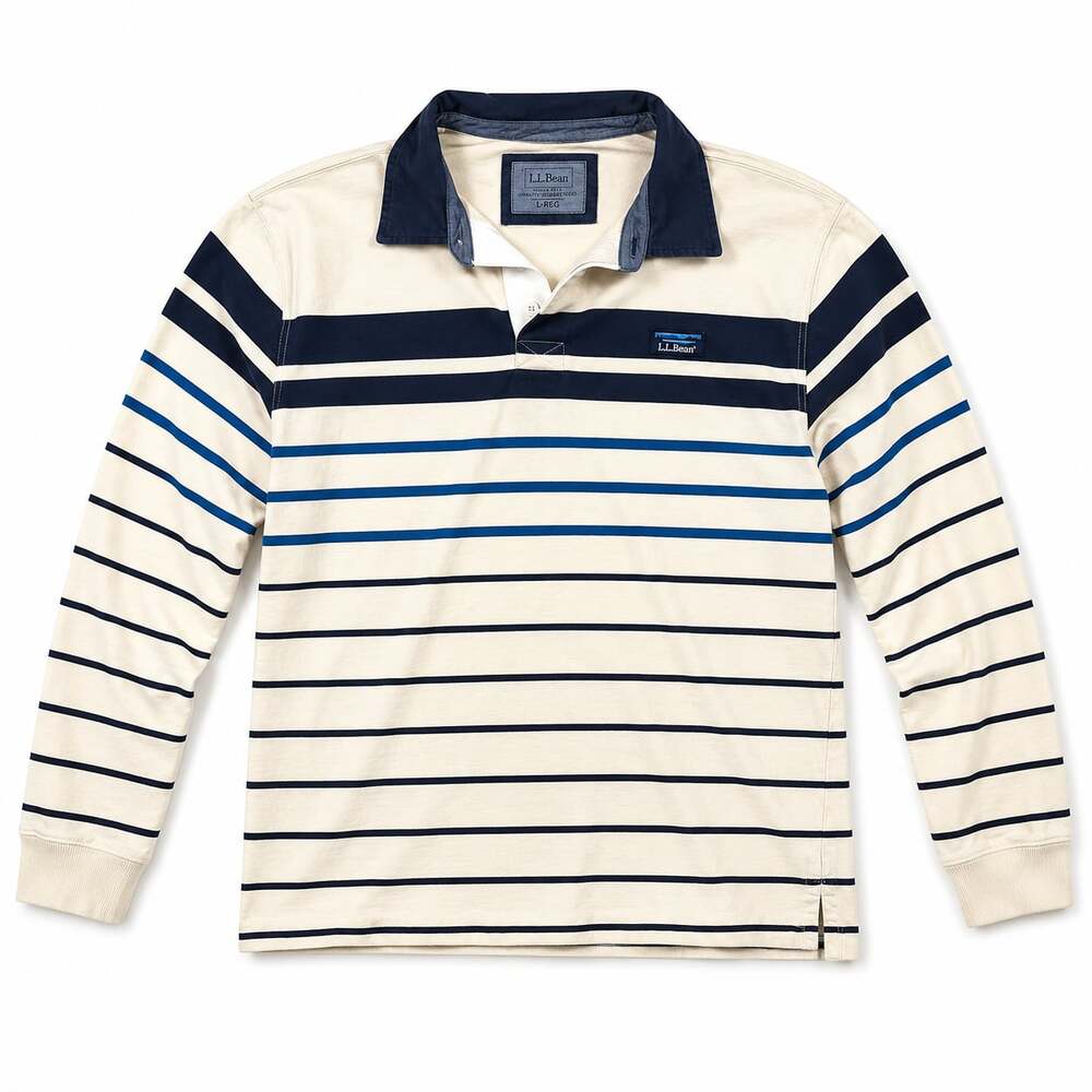 L.L. Bean Traditional Fit Long-Sleeve Striped Rugby Shirt